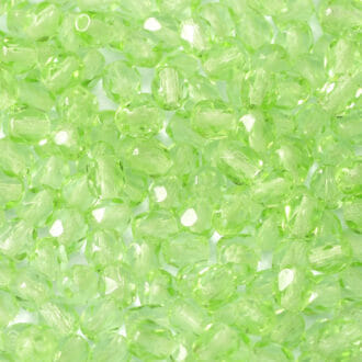 Broušené korálky 4mm, barva světle zelená 50800