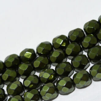 Broušené korálky 6mm, barva tmavě zelená 23980/70853