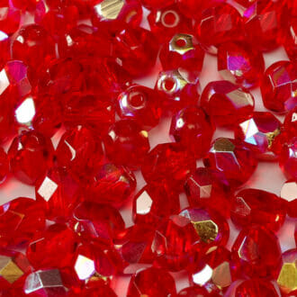 Broušené korálky 6mm, barva červená s AB 90080/28701