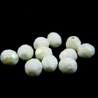 Broušené korálky 8mm, barva bílá mat s AB 02010/84110–28701