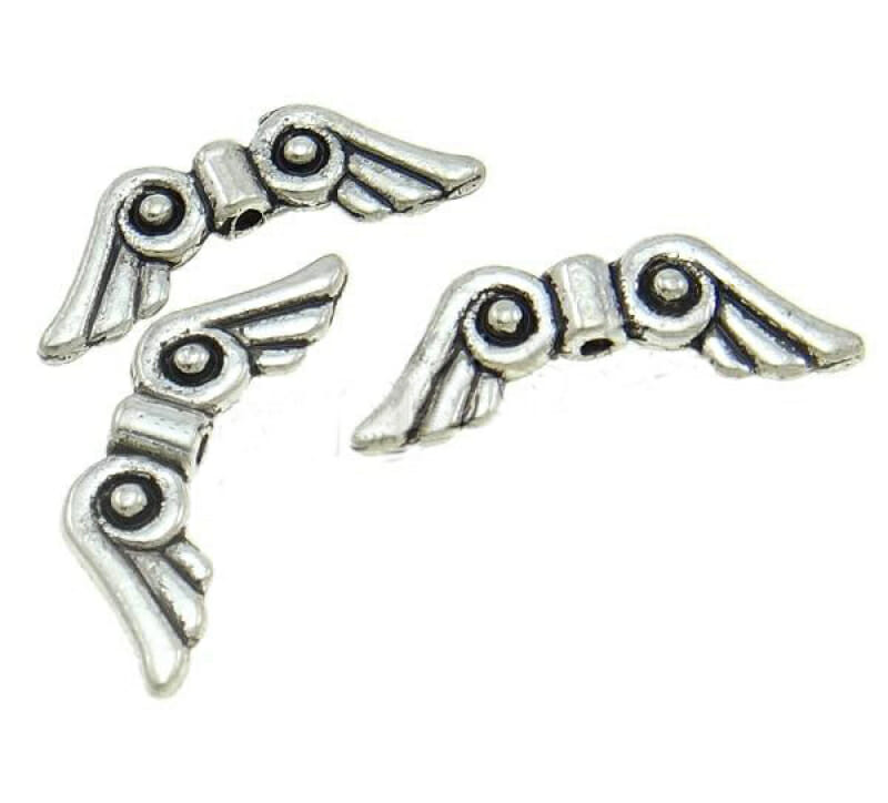 Kovové korálky, křídla 8x20mm, barva starostříbro 1 Kovové korálky, křídla 8x20mm, barva starostříbro
