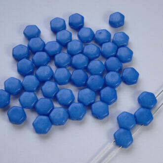 Dvoudírkové korálky Hexagon 6mm, barva tmavě modrá