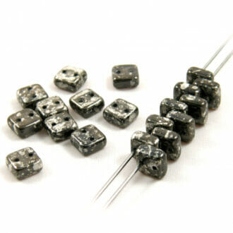 Dvoudírkové korálky čtverečky Chexx 6x6mm, barva krystal s úpravou 18549