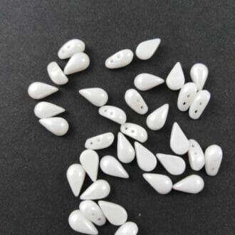 Dvoudírkové korálky Tear duo 5x8mm, barva perleťová bílá