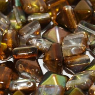 Dvoudírkové korálky pyramidy 12x12mm, barva crystal s úpravou 95300