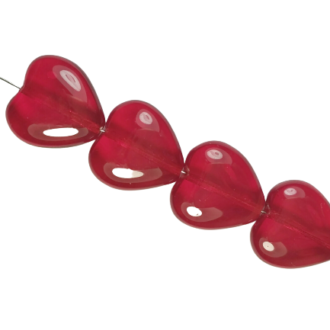 Mačkané korálky srdíčka 15x16mm, barva červená