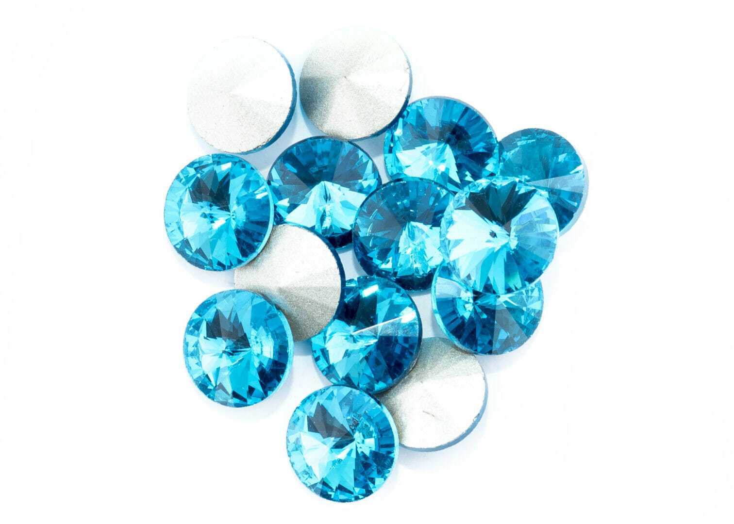 Rivoli 12mm, barva modrá-aquamarine 1 Rivoli 12mm, barva modrá-aquamarine