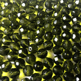 Broušené korálky 8mm, barva tmavě olivová 50240