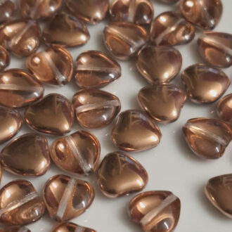 Mačkané korálky srdíčka 10 mm, barva Capri Gold