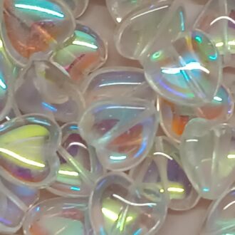 Korálek mačkaný, tvar srdíčko, rozměr 15x16mm, barva 00030 krystal,zušlechtění-28701 pokov