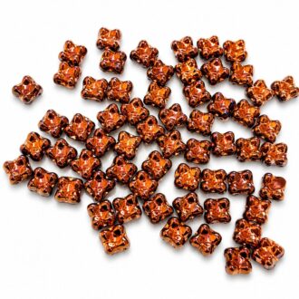 Korálek mačkaný tvar kytička - Quatro beads-dvoudírkový,rozměr 6x9 mm,barva 23980/27137-sun set