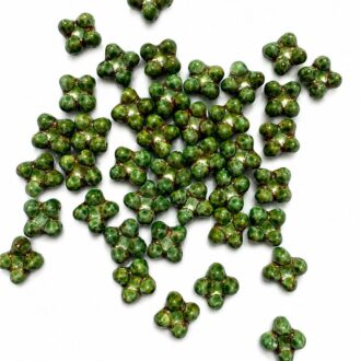 Korálek mačkaný tvar kytička - Quatro beads, dvoudírkový, rozměr 6x9 mm,barva 65326