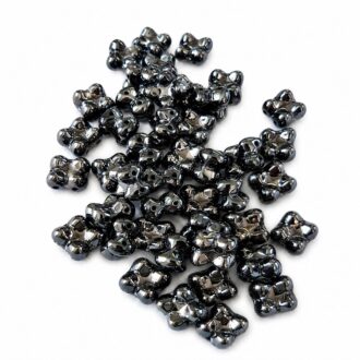 Korálek mačkaný tvar kytička - Quatro beads, dvoudírkový, rozměr 6x9 mm,barva 23980/23703-lagoon