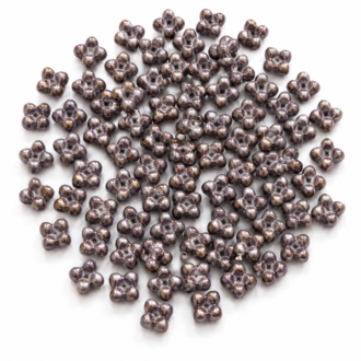 Korálek mačkaný tvar kytička - Quatro beads, dvoudírkový, rozměr 6x9 mm,barva 65329
