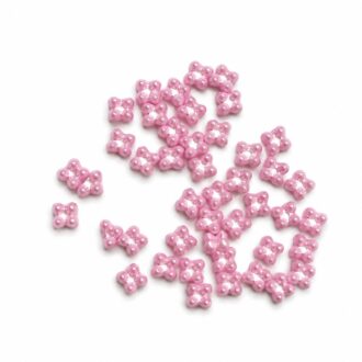 Korálek mačkaný tvar kytička - Quatro beads,dvoudírkový, rozměr 6x9 mm, barva 20 růžová