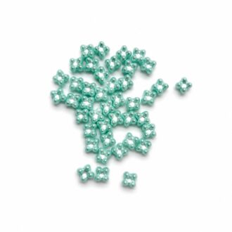 Korálek mačkaný tvar kytička - Quatro beads,dvoudírkový, rozměr 6x9 mm, barva 21 tyrkysová