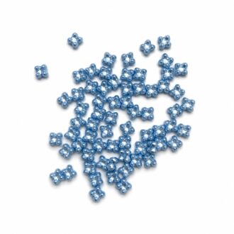 Korálek mačkaný tvar kytička - Quatro beads,dvoudírkový, rozměr 6x9 mm, barva 24 tm. modrá