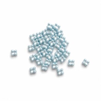 Korálek mačkaný tvar kytička - Quatro beads,dvoudírkový, rozměr 6x9 mm, barva 22 sv. modrá