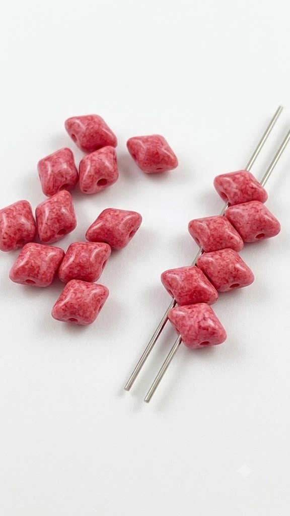Dvoudírkové korálky Vario 5x3mm, barva M 011-červená 1 Dvoudírkové korálky Vario 5x3mm, barva M 011-červená